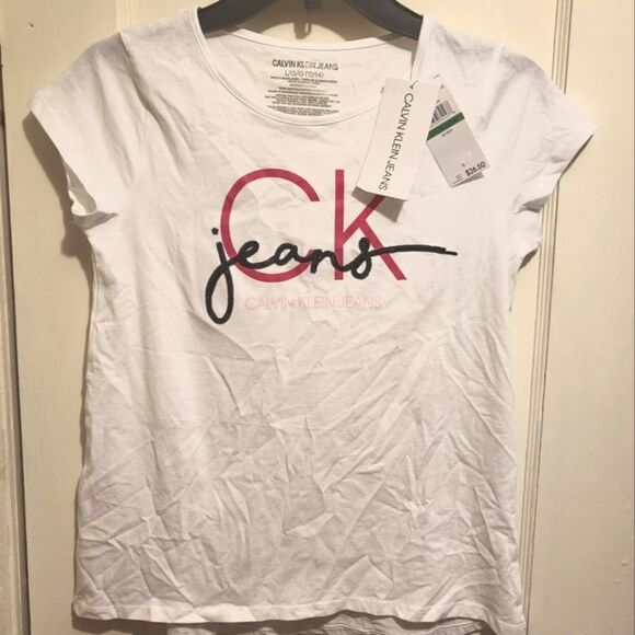 NWT Calvin Klein Girls Sequin & Hot Pink CK Logo Tee - Picture 3 of 6
